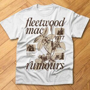 Fleetwood Mac Rumours Inspired Floral Graphic T-Shirt Music Fan Art Tee